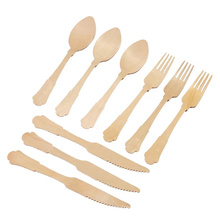 200mm length Biodegradable Disposable Birch Wood Wooden Cutlery Set Utensil Spoon Fork Knife